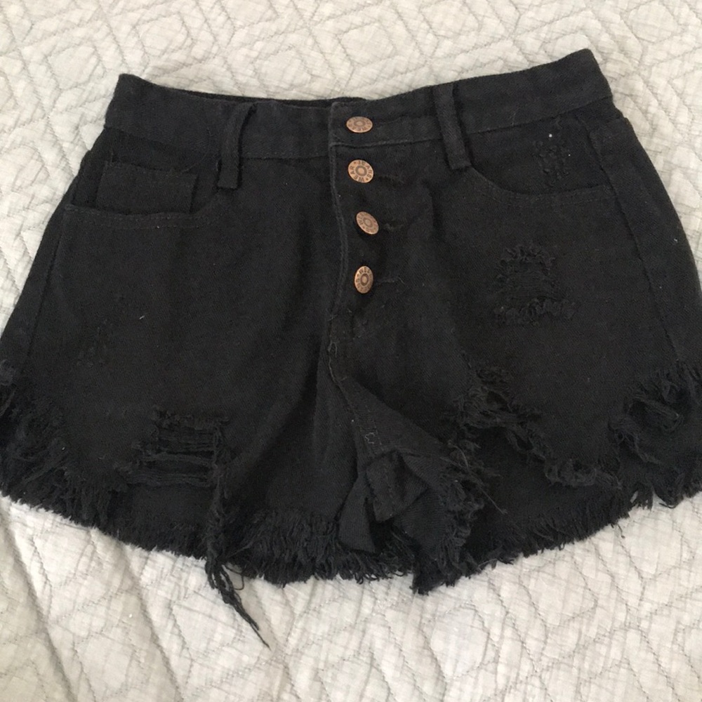 Black high waisted jean shorts